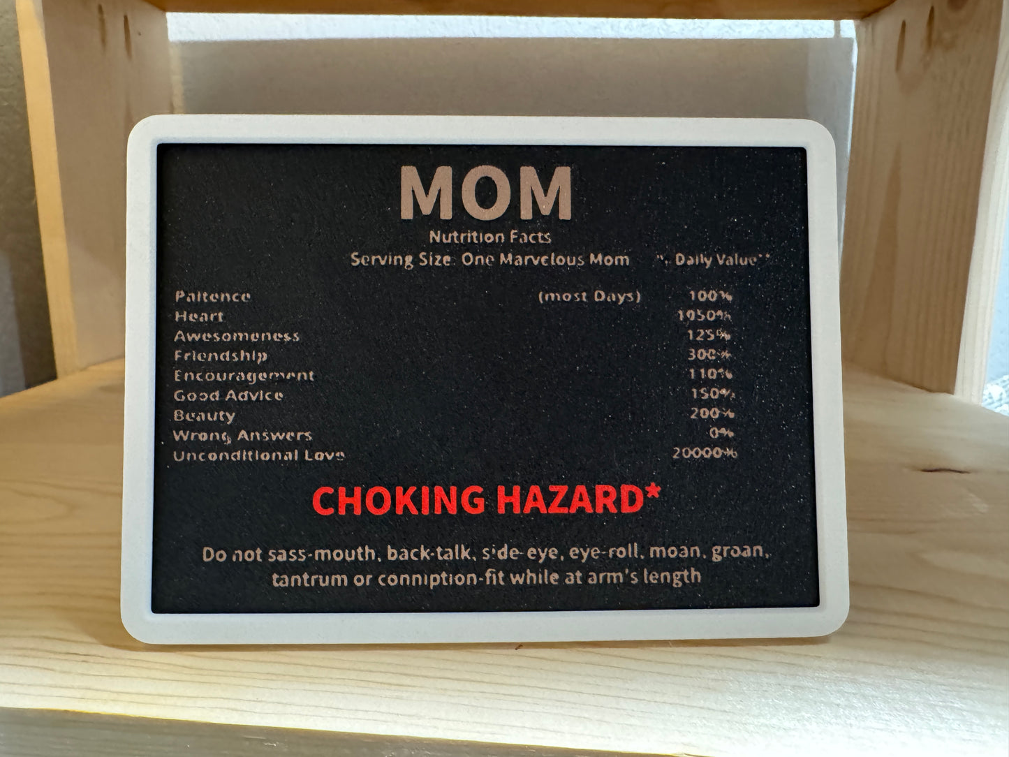 Mom Nutrition Facts Sign