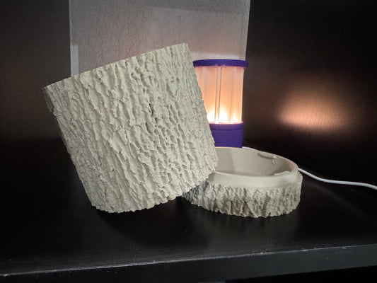 5" Wood bark planter with drip tray